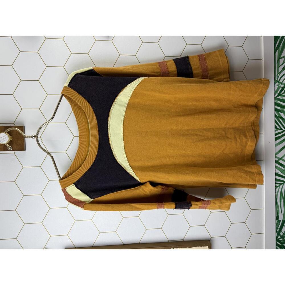 We The Free Dark Yellow Lightweight Boho Sinead 3/4 Sleeve Tee - Size - Small - Picture 6 of 6